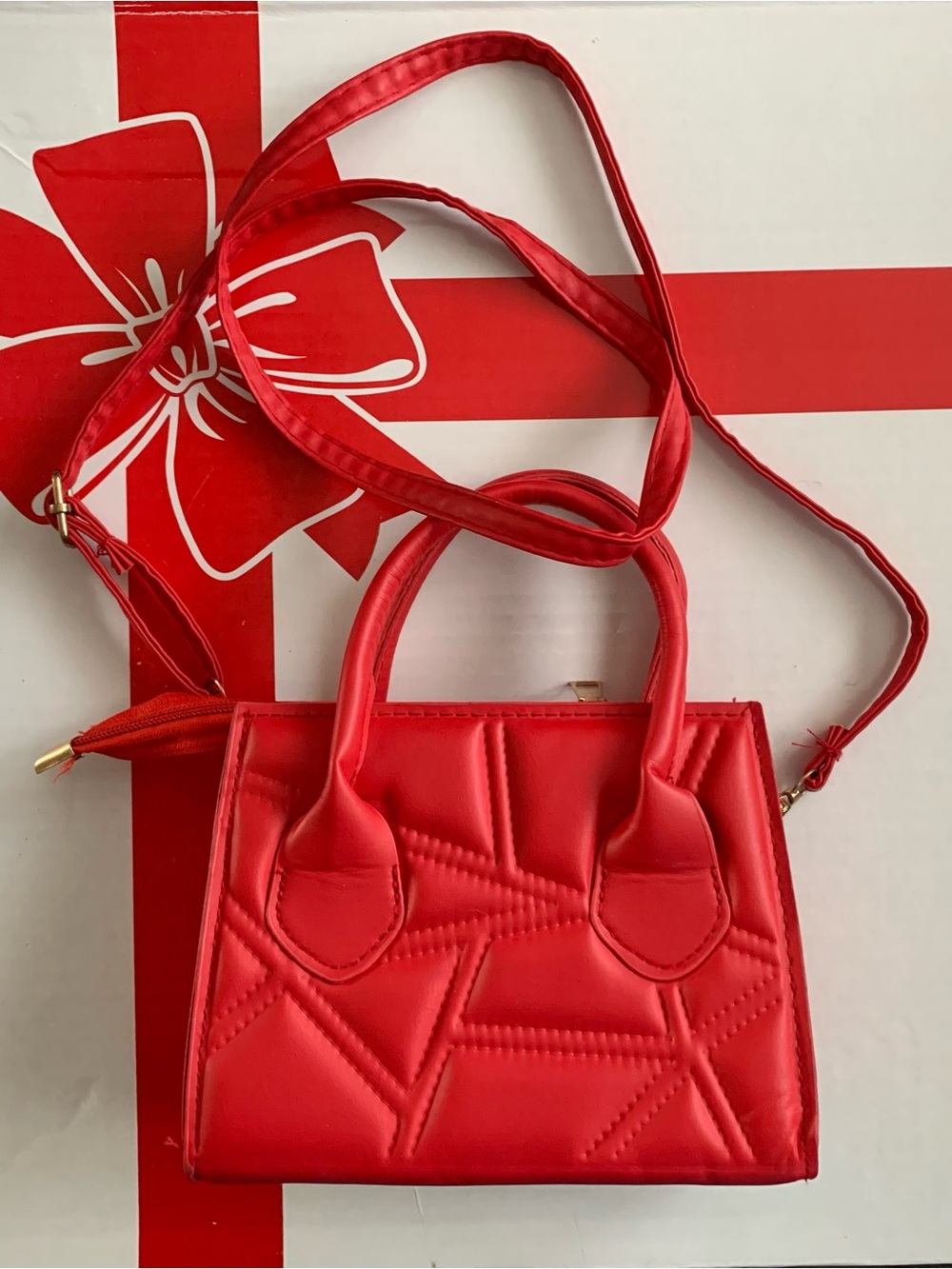 a new day Red Quilted Mini Tote Crossbody Bag